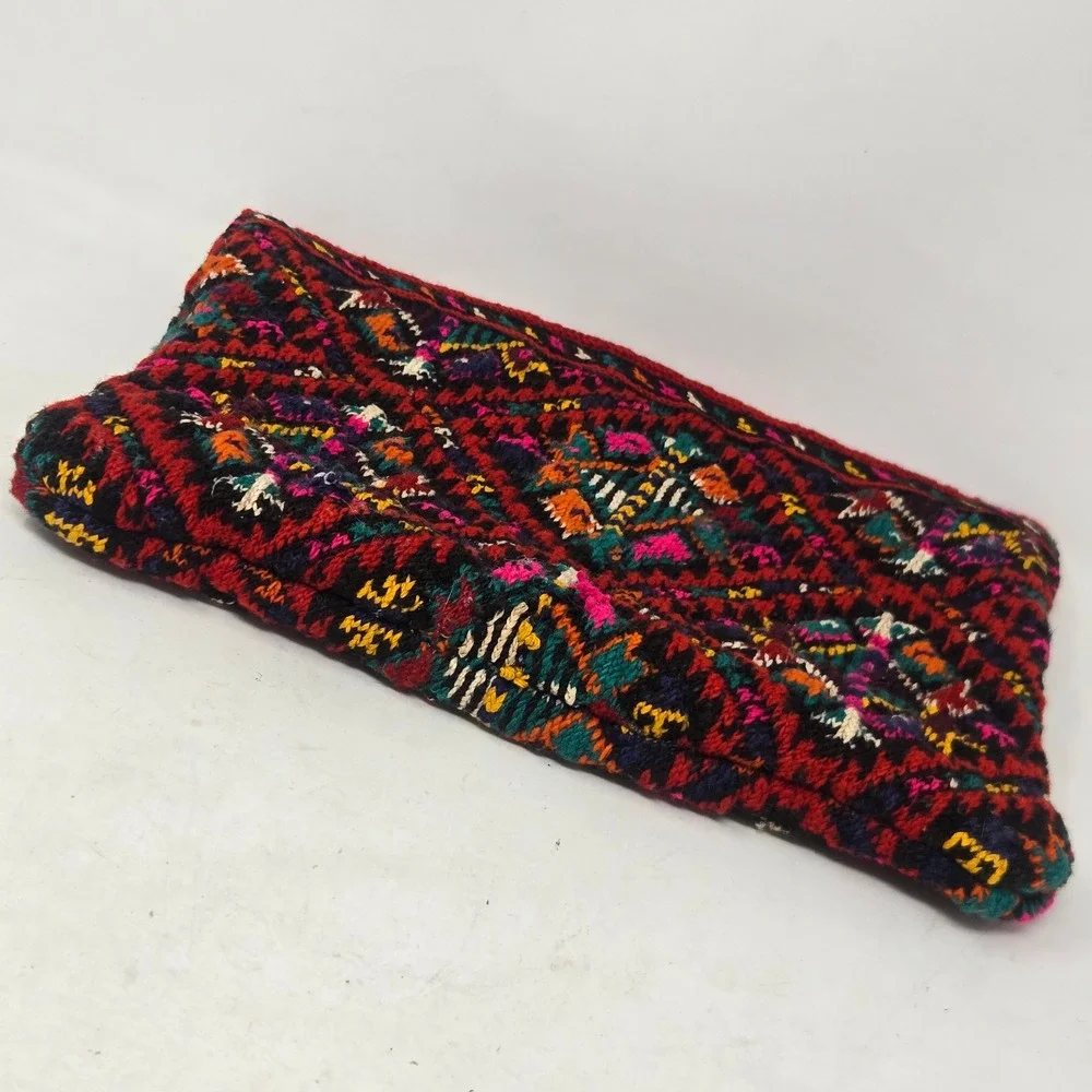 Handmade Albanian Kilim Clutch Bag Multi Color Geometric Tapestry Woven Pouch